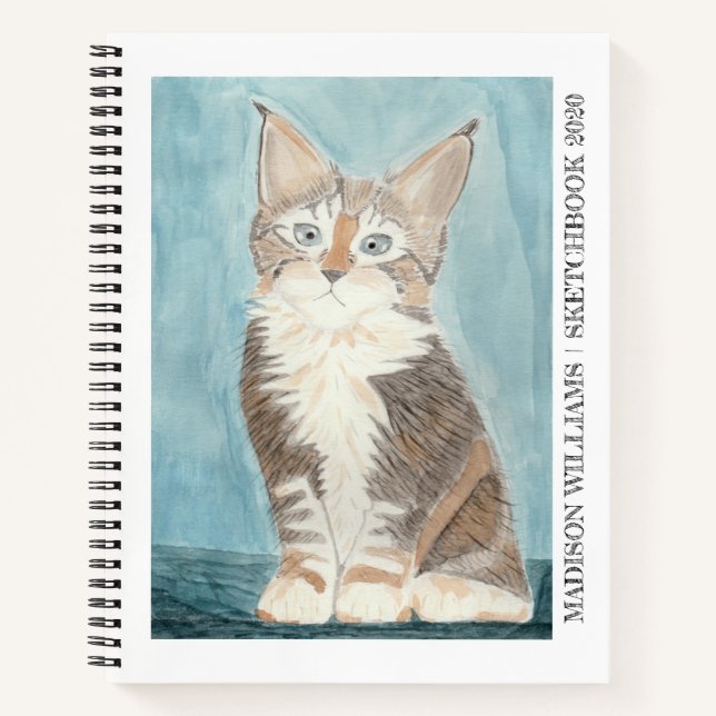 Maine Coon Kitten Your ArtWork SketchBook Notebook (Front)