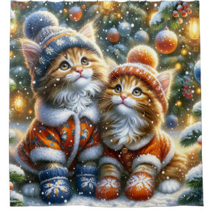“Maine Coon Kittens’ First Christmas Snowfall"