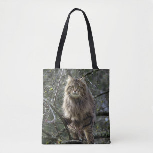 Maine Coon Long-hair Tabby Cat Tote Bag