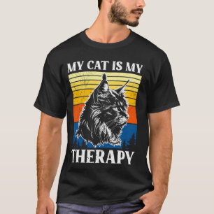 Maine Coon MY CAT IS MY THERAPY Funny Maine Coon V T-Shirt