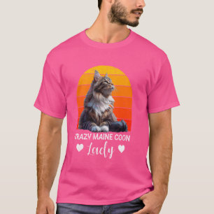 Maine Coon Owner CRAZY MAINE COON LADY Cat Mommy T-Shirt