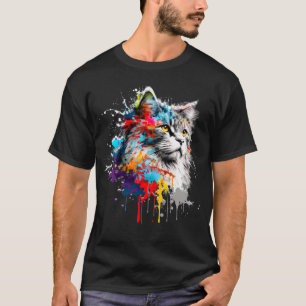 Maine Coon Paint Splatter Cat  Splatter Paint T-Shirt