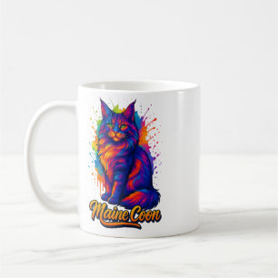 Maine Coon Pop Art Colourful Cat Illustration Coffee Mug