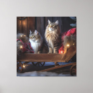Maine Coon Snowy Sleigh Christmas Decor