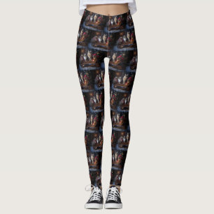 Maine Coon Snowy Sleigh Christmas Decor Leggings