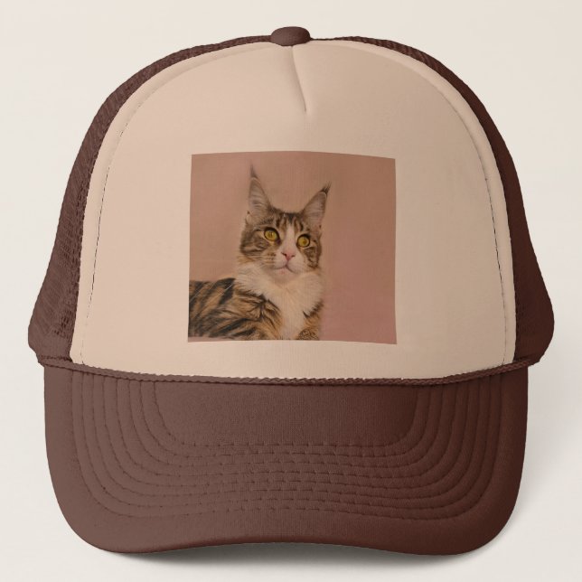 Maine Coon Tabby kitten photograph Trucker Hat (Front)