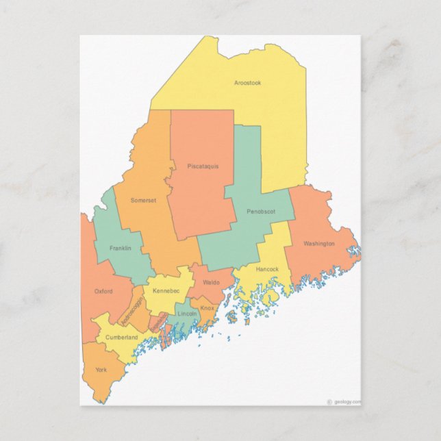 Maine County Map Postcard (Front)