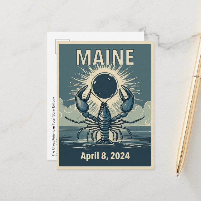 Maine Eclipse Postcard (Front/Back In Situ)
