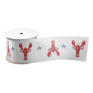 Maine Event Lobster Preppy Seaside Coastal Satin Ribbon