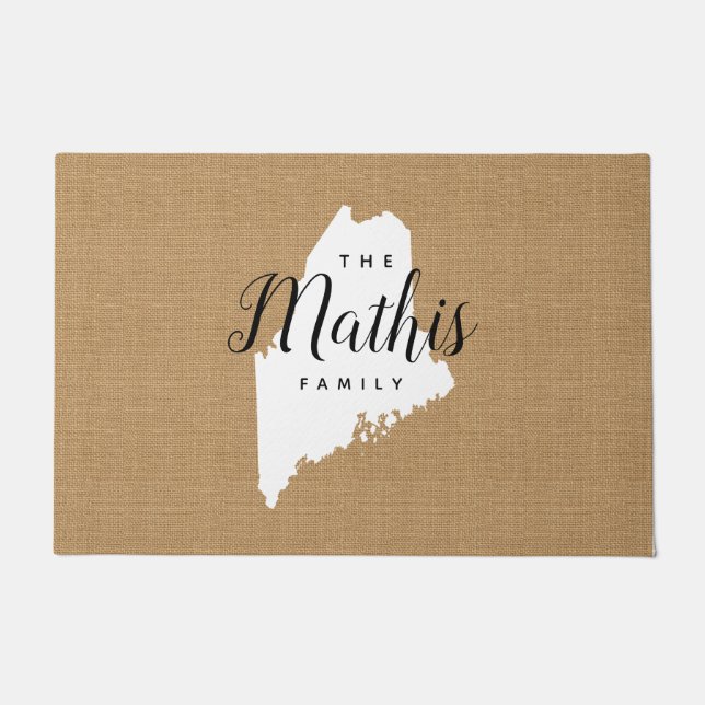 Maine Family Monogram State Doormat (Front)