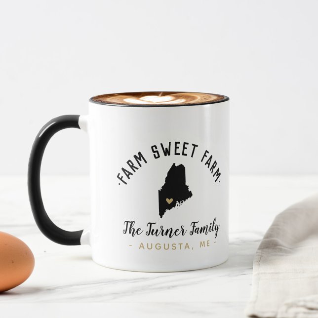 Maine Farm Sweet Farm Famille Monogramme Mug (Créateur téléchargé)