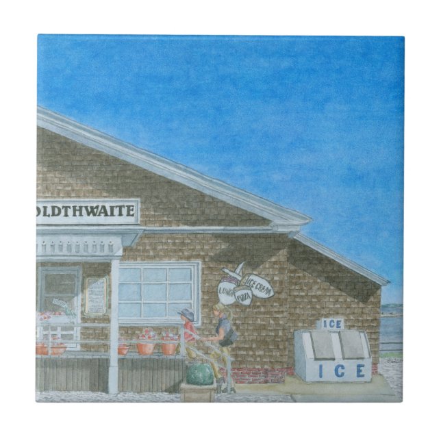 Maine General Store Watercolor Tile (Front)