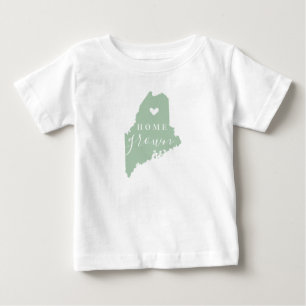 Maine Home Grown Editable Colours State Map Baby T-Shirt