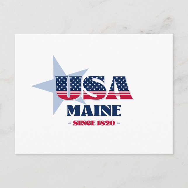 Maine in Red, White, and Blue Postcard (Front)
