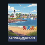 Maine Kennebunkport Travel Postcard<br><div class="desc">Kennebunkport, Maine, is a picturesque coastal town famed for its quaint New England charm, historic architecture, and beautiful harbour views. Originally a shipbuilding and fishing village, it has transformed into a popular summer destination, attracting visitors with its scenic waterfront, rocky coastline, and sandy beaches like Goose Rocks and Colony Beach....</div>