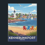 Maine Kennebunkport Travel Postcard<br><div class="desc">Kennebunkport, Maine, is a picturesque coastal town famed for its quaint New England charm, historic architecture, and beautiful harbour views. Originally a shipbuilding and fishing village, it has transformed into a popular summer destination, attracting visitors with its scenic waterfront, rocky coastline, and sandy beaches like Goose Rocks and Colony Beach....</div>