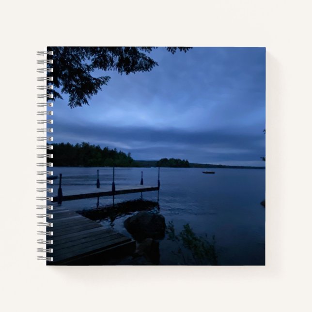 Maine Lake with Dock Hard Cover Journal (Front)