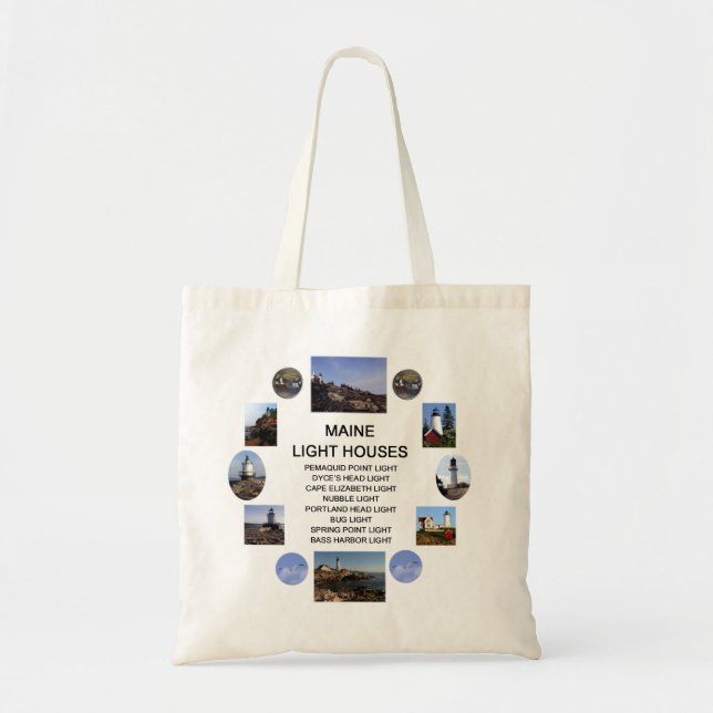 Maine Light Houses Tote Bag (Front)