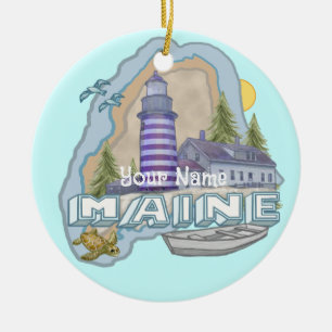 Maine Lighthouse  Ceramic Ornament