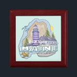 Maine Lighthouse  Gift Box<br><div class="desc">Maine Lighthouse gift box by ArtMuvz Illustration. Matching watercolor lighthouse t shirt, apparel, nautical clothing, lighthouse collector apparel. Lighthouse gifts are a great way to show someone you care, especially if they love the ocean, the coast, or lighthouses themselves. Lighthouses are iconic symbols of hope, guidance, and safety, and they...</div>
