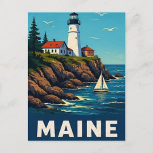 🌊 Maine Lighthouse Harbour Escape Postcard