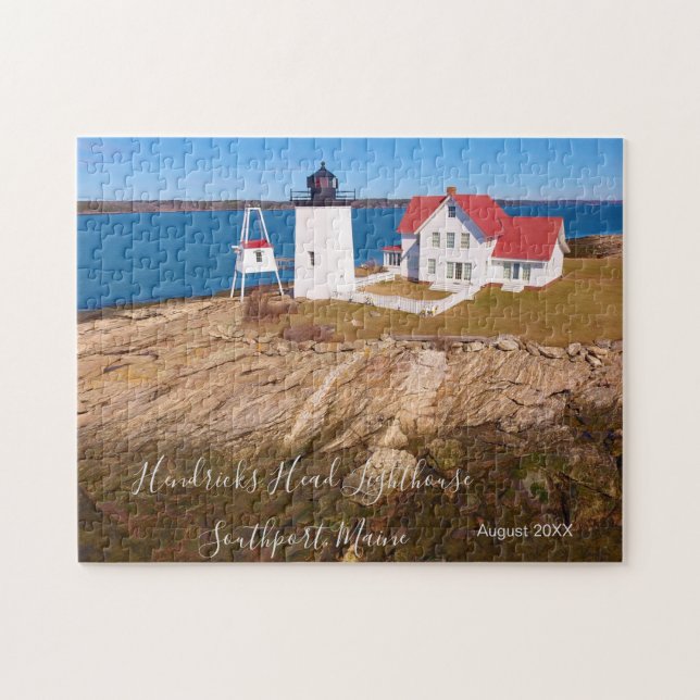 Maine Lighthouse Hendricks Head Date Visited Jigsaw Puzzle (Horizontal)