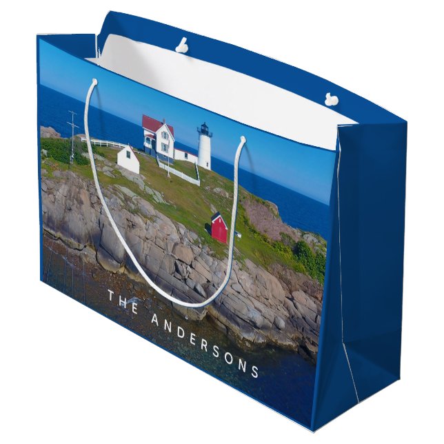 Maine Lighthouse Large Gift Bag (Back Angled)