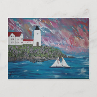 Maine Lighthouse Painting Postcard