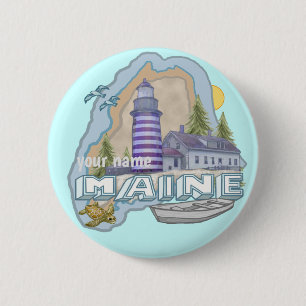 Maine Lighthouse pin button