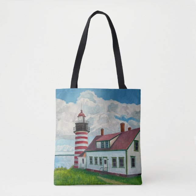 Maine Lighthouse Tote Bag (Front)