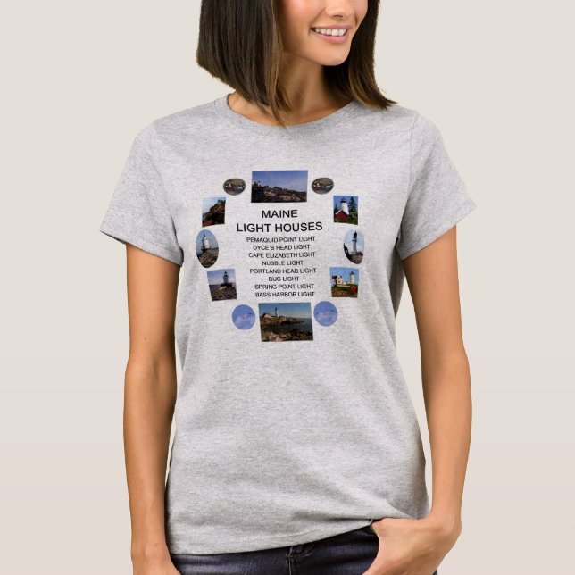 Maine Lighthouses  T-Shirt (Front)