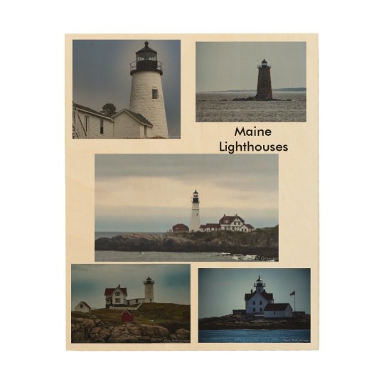 Maine Lighthouses Wood Wall Art