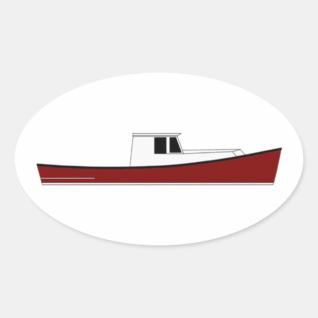 Maine Lobster Boat Oval Sticker (Front)