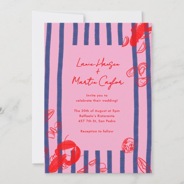 Maine Lobster Oysters Clams East Coast Wedding Invitation (Front)