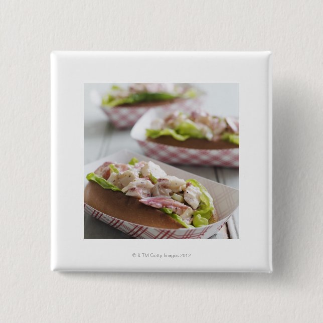 Maine Lobster Roll 2 Inch Square Button (Front)
