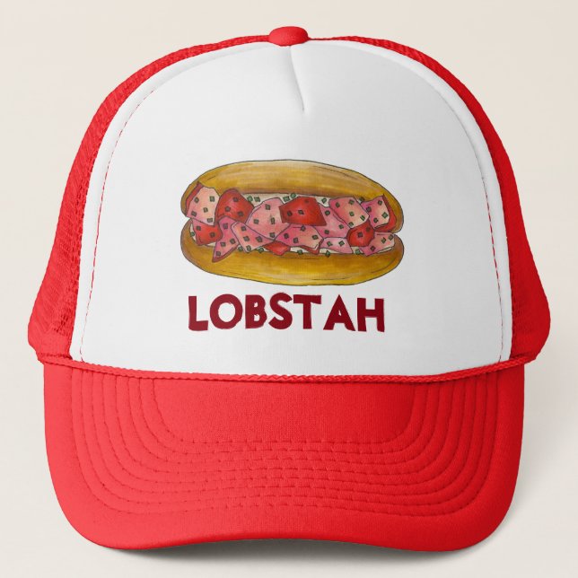 Maine Lobster Roll Sandwich LOBSTAH Seafood Trucker Hat (Front)