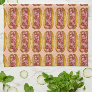 Maine Lobster Roll Sandwich Seafood Print Towel