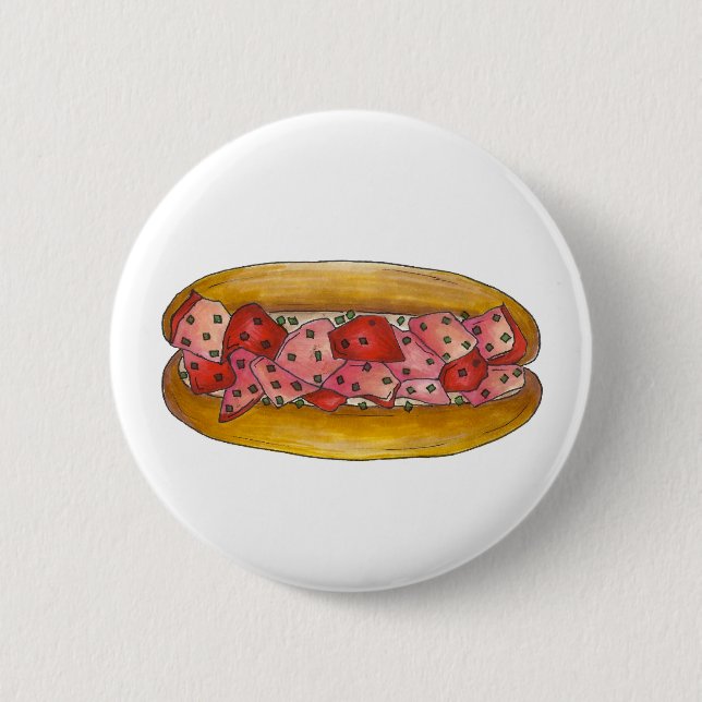 Maine Lobster Roll Seafood Foodie Sandwich 2 Inch Round Button (Front)