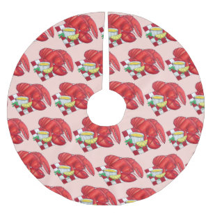 Maine Lobster Roll Seafood Restaurant Fishmarket Brushed Polyester Tree Skirt