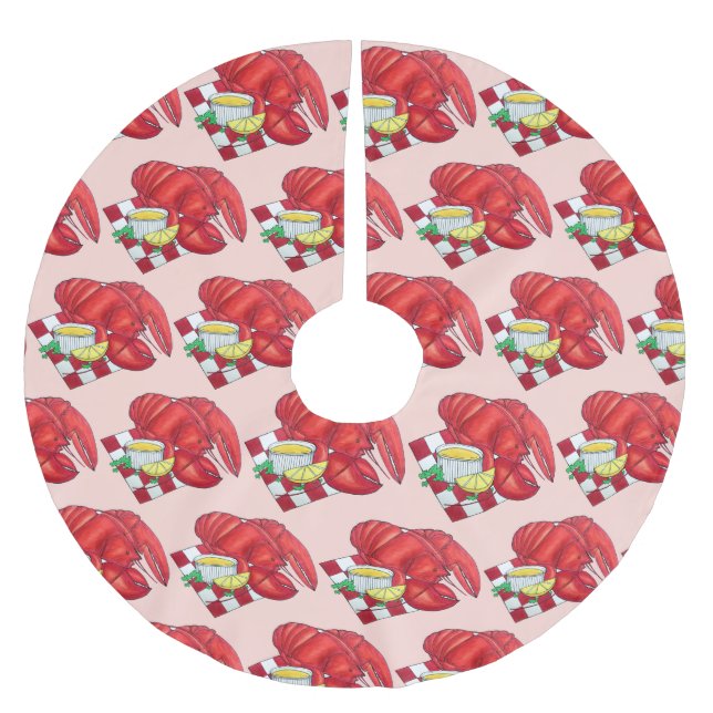 Maine Lobster Roll Seafood Restaurant Fishmarket Brushed Polyester Tree Skirt (Front)