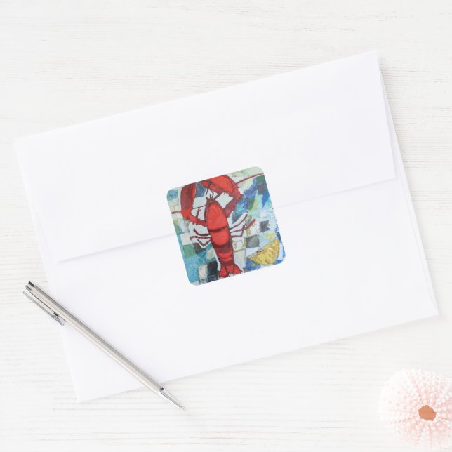 Maine Lobster Square Sticker (Envelope)