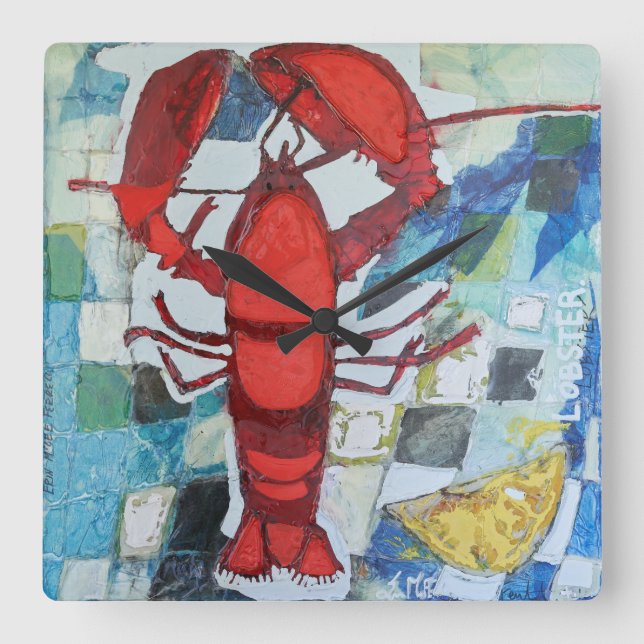 Maine Lobster Square Wall Clock (Front)