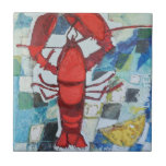 Maine Lobster Tile<br><div class="desc">Brilliant Maine Lobster IV by Erin McGee Ferrell. Features a Maine lobster against a tile-like background.| 140576GG</div>