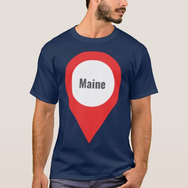 Maine Location Tag pink T-Shirt (Front)