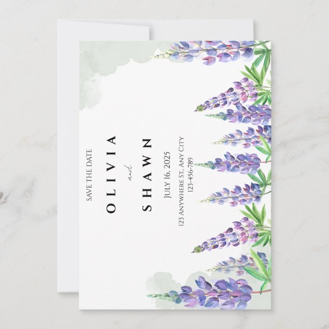 Maine lupin Wedding Save the Date Invitation (Front)