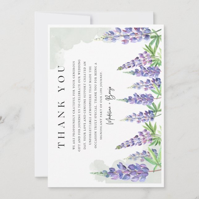  Maine Lupin Wedding Save the Date  Thank You Card (Front)
