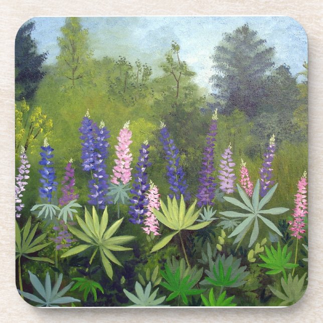Maine Lupine Flowers Coaster (Front)
