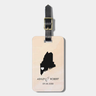 Maine Map Wedding Luggage Tag, Couple's Name Luggage Tag