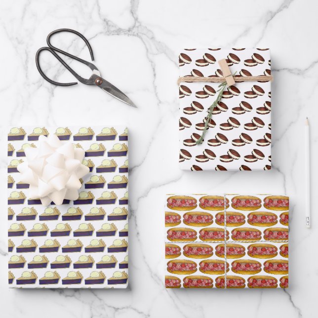 Maine ME Foods Lobster Roll Whoopie Blueberry Pie Wrapping Paper Sheet (Front)