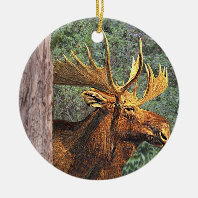 Maine Moose Ceramic Ornament (Front)